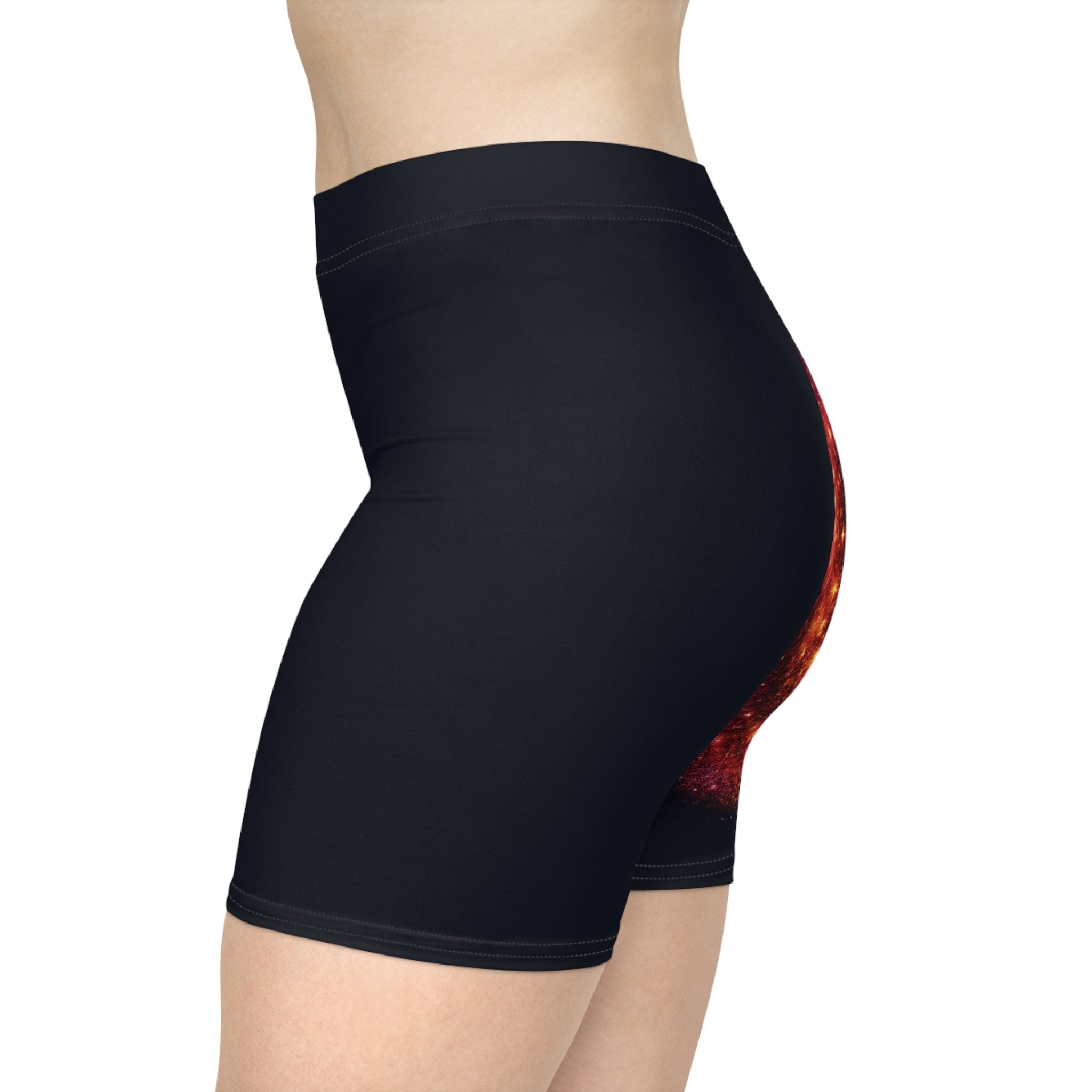 Goddess Glow Biker Shorts — Rainbow Wing Crest Activewear